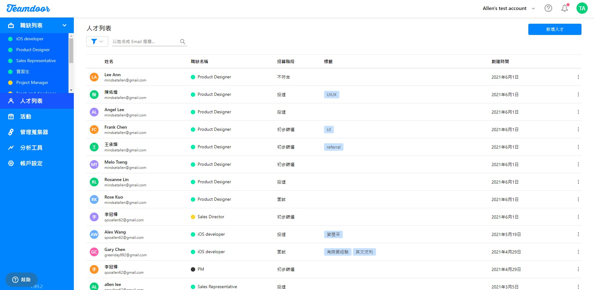  Teamdoor 人才資料庫 