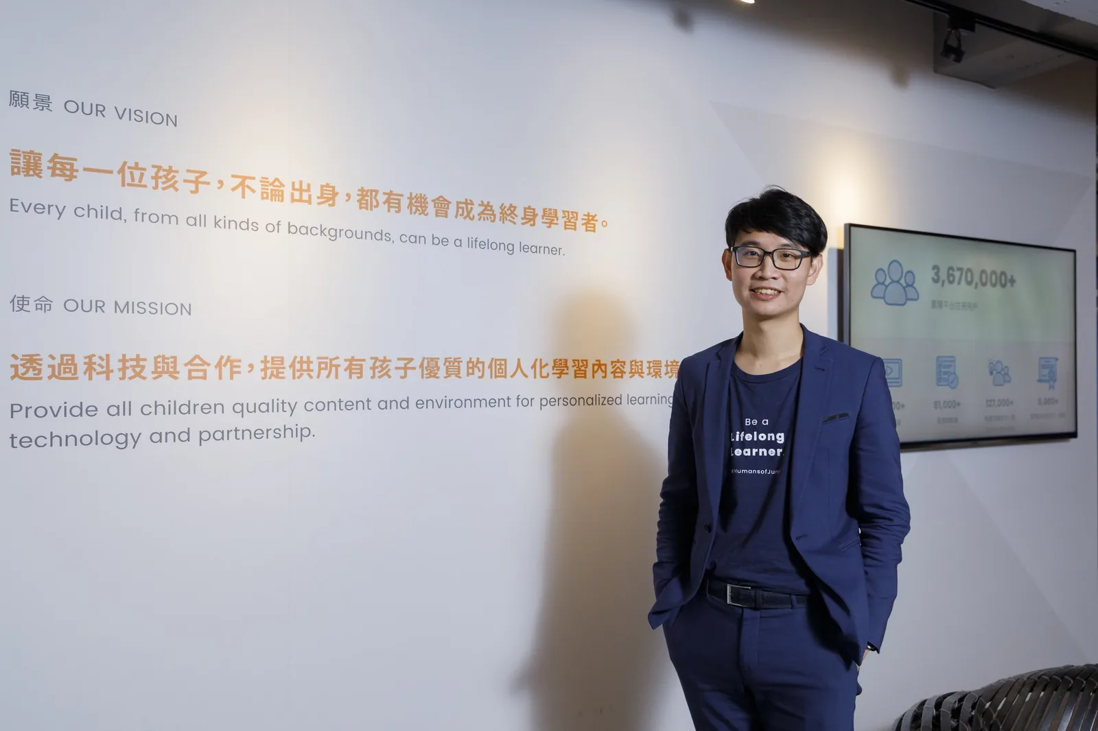  均一平台教育基金會，願景使命牆 & 執行長呂冠緯 